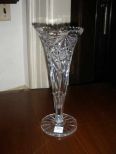 Cut glass vase heavy bottom, trumpet shaped