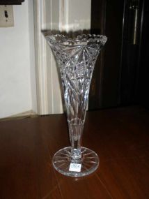 Cut glass vase heavy bottom, trumpet shaped