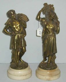 Pair French Dore' Bronze Figurals