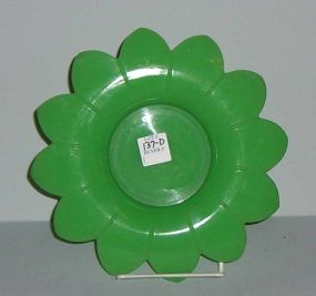 Green Glass Flower Dish