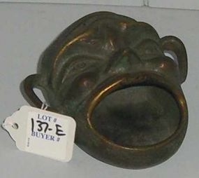 Greek Bronze Man's face Ashtray