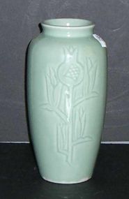 Celadon Green Vase with Flowers