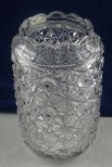 Cut glass vase round & short, Persian cut cylinder