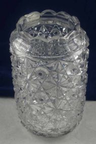 Cut glass vase round & short, Persian cut cylinder