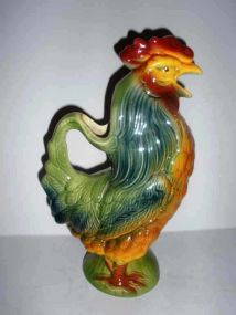 Majolica St. Clements Colorful Rooster Pitcher