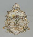Old Paris Very Ornate Ink Stained, Gilding and Applied Floral