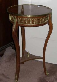 Pair of French Inlaid Top Pedestals with Gilt Ormolu