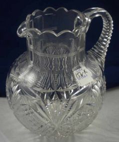 Cut glass round water pitcher
