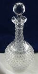 Cut glass decanter round, hobnail w/St. Louis neck