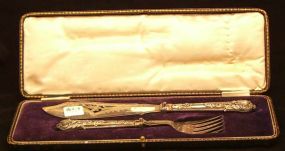 Sheffield Sterling Silver Fish Carving Set w/Case