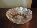 Cut glass bowl, rare rolled handle rim