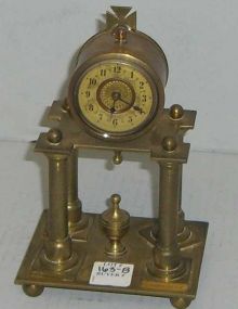 Small Brass Four Column Support Clock