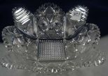Cut glass square bowl with pointed scallops