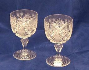 8 cut glass goblets stems have tear drop, Libbey Kimberly pattern
