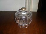 Cut glass dresser jar with lid sterling knob top