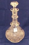 Cut glass decanter, Harvard cut, ring neck