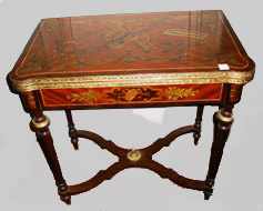 French Game Table w/Marquetry Motifs