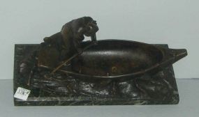 Austrian marble base bronze lady in boat figure