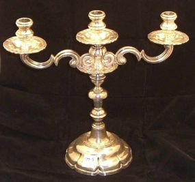 Large Pair Sterling 3 Light Candelabras