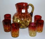 Amberina Pitcher and Tumblers