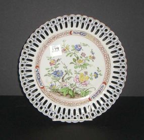 Hand painted Germany open carved plate oriental design - marked Germany Schierholz