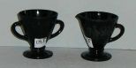 Black Glass Creamer & Sugar