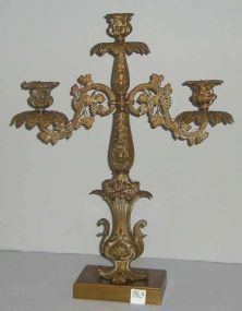 Bronze Candelabra with Carved Grapes and Heads