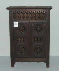 Miniature armoire hand carved case with small hand made turnings by 