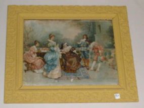 Carved Frame Victorian Scene of Ladies and Gentlemen