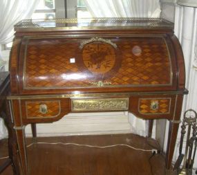 French Cylinder Roll Desk with Leather Writing Slide