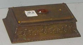 Brass Ornate Embossed Box w/Jewels