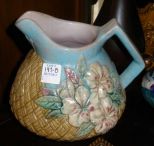 Majolica Basket Weave Pitcher