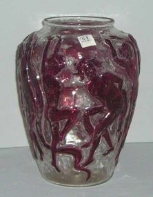 Consolidated clear vase with drilled bottom with nude dancing ladies