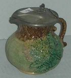 Majolica Basket Weave Syrup Pitcher