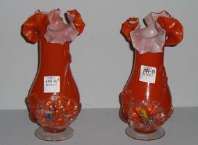Pair of Orange Czech Vases
