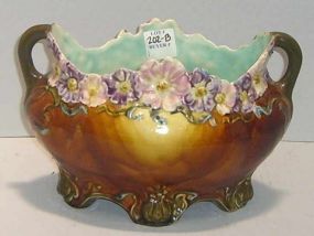 Majolica Double Handled Footed Planter