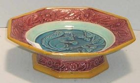 Majolica Embossed Spiral Compote