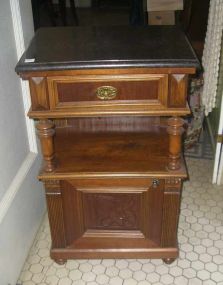 Austrian walnut black marble top 1/2 commode with one drawer