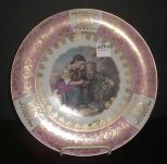 Bavarian Hand Painted Plate with Pink and Gold Trim