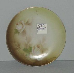 Hand painted small Prussia plate with white roses