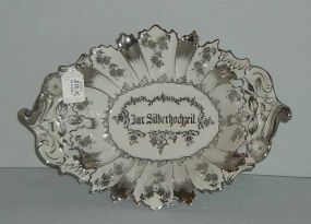 Hand painted dish with center writing