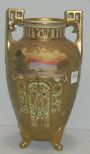 Nippon Double Handled Vase w/Abalone Jewelling