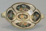 Nippon Oval Double Handle Dish w/Floral Medallions