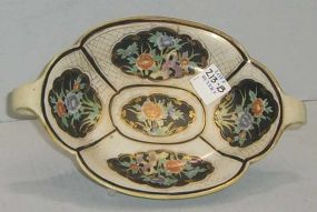 Nippon Oval Double Handle Dish w/Floral Medallions