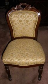 4 Side Chairs with Carved Crest and Fluted Legs