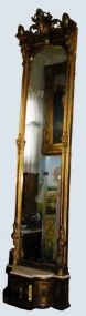 Gilded Pier Mirror with Marble top Piers & a Renaissance Revival Style