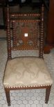 Upholstered Child's Chair w/Spindle Legs and Back Frame w/Pierced Decoration on Back Rest