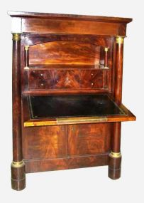 Mahogany French Empire Fall Front Secretary with Side Columns