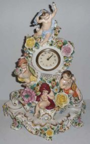German Dresden porcelain clock with Figural & Floral Decoration