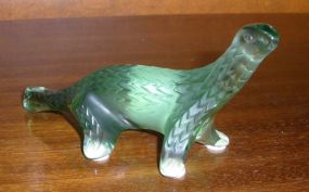 Lalique Green Crystal Large Monitor Lizard